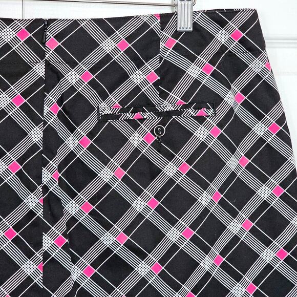 Lady Hagen Golf Sport Skort Skirt 16 Black Pink White Plaid Like New Athletic - Picture 4 of 7